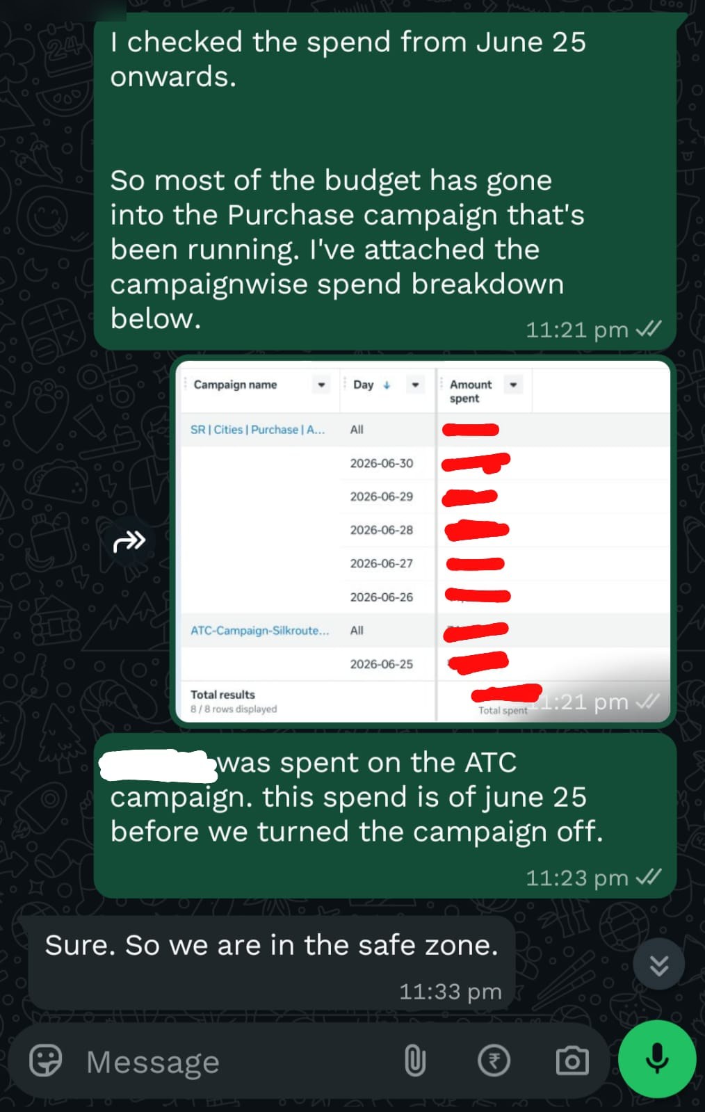 Blurred WhatsApp live help screenshot.